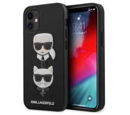 Slika izdelka: KARL LAGERFELD KLHCP12SSAKICKCBK za iPhone 12 Mini črna trda zaščita - Karl and Choupette Heads