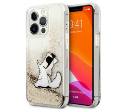 Slika 2 izdelka: KARL LAGERFELD KLHCP13LGCFD za iPhone 13 Pro zlata prozorna trda zaščita z bleščicami - Choupette Fun