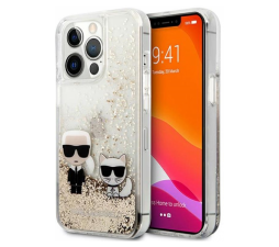 Slika izdelka: KARL LAGERFELD KLHCP13LGKCD za iPhone 13 Pro prozorna zaščita Z zlatimi bleščicami - Karl and Choupette