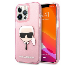 Slika 2 izdelka: KARL LAGERFELD KLHCP13LKHTUGLP za iPhone 13 Pro roza zaščita z bleščicami - Karl s Head