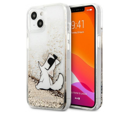 Slika izdelka: KARL LAGERFELD KLHCP13MGCFD za iPhone 13 6.1 zlata prozorna trda zaščita z bleščicami - Choupette Fun