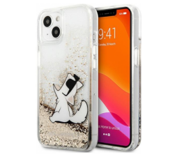 Slika 2 izdelka: KARL LAGERFELD KLHCP13MGCFD za iPhone 13 6.1 zlata prozorna trda zaščita z bleščicami - Choupette Fun