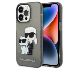 Slika 2 izdelka: KARL LAGERFELD KLHCP14LHNKCTGK za iPhone 14 Pro prozorno črn ovitek z belščicami - Glitter IML NFT Full Bodies