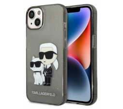 Slika izdelka: KARL LAGERFELD KLHCP14MHNKCTGK za iPhone 14 Plus prozorno črn ovitek z belščicami - Glitter IML NFT Full Bodies