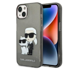Slika 2 izdelka: KARL LAGERFELD KLHCP14MHNKCTGK za iPhone 14 Plus prozorno črn ovitek z belščicami - Glitter IML NFT Full Bodies