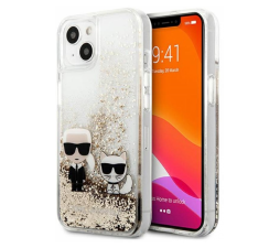 Slika izdelka: KARL LAGERFELD KLHCP14SGKCD za iPhone 14 6.1 prozorna zaščita z zlatimi bleščicami - Karl and Choupette