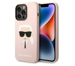 Slika izdelka: KARL LAGERFELD MagSafe ovitek KLHMP14LSLKHLP za iPhone 14 Pro roza silikonska zaščita - Karls Head