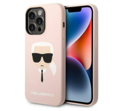 Slika 2 izdelka: KARL LAGERFELD MagSafe ovitek KLHMP14LSLKHLP za iPhone 14 Pro roza silikonska zaščita - Karls Head