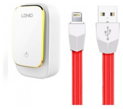 Slika 2 izdelka: LDNIO HIŠNI POLNILEC 220V adapter 4 x USB 4,4A z Lightning (apple) kablom