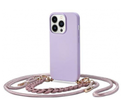 Slika izdelka: Liquid silikonski ovitek za iPhone 14 Pro - vijola z vrvico in zapestnico