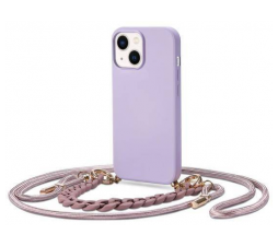 Slika izdelka: Liquid silikonski ovitek za iPhone 14 6.1 - vijola z vrvico in zapestnico