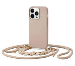 Slika 2 izdelka: Liquid silikonski ovitek za iPhone 14 Pro - bež z vrvico in zapestnico