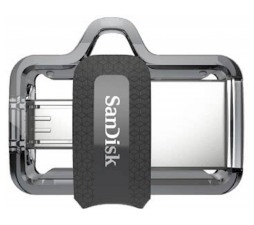 Slika izdelka: MICRO USB & USB DISK SANDISK 64GB ULTRA DUAL, 3.0, srebrno-črn, drsni priključek