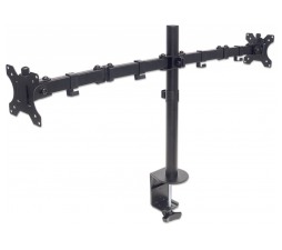 Slika 2 izdelka: Namizni nosilec za 2 monitorja 13''-32'' MANHATTAN, 8kg, tro sklepni, naklon ±45°, črne barve