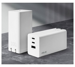 Slika izdelka: Napajalnik ASUS 100W 3-Port GaN Charger AC100-02 USB-C ADAPTER EU, 100W, bel