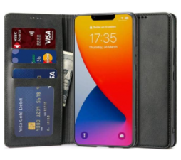 Slika 2 izdelka: Onasi Wallet denarnica usnjena preklopna torbica iPhone 7 / 8 / SE 2020 - črna