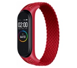 Slika 2 izdelka: Pašček za uro Xiaomi Mi Band 3 ali 4 - pleten rdeč