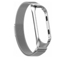 Slika 2 izdelka: Pašček za uro Xiaomi Mi Band 3 in 4 - kromiran srebrn