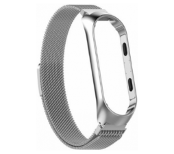 Slika 2 izdelka: Pašček za uro Xiaomi Mi Band 3 in 4 - kromiran srebrn