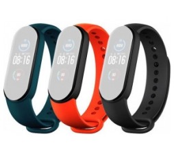 Slika 2 izdelka: Pašček za uro Xiaomi Mi Band 5 3 kos - črn, rdeč, zeleno-moder