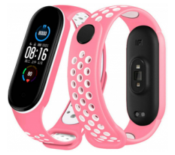 Slika 2 izdelka: Pašček za uro Xiaomi Mi Band 5 in 6 - roza bel