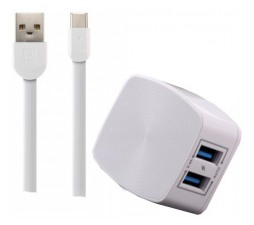 Slika izdelka: Polnilec REMAX 2.4 A Dual & Micro USB kabel RP-U215 EU, 1m (bel)