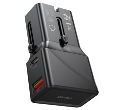 Slika 2 izdelka: Potovalni polnilec BASEUS PPS QType-C + USB 18W QC (EU / US / UK / AU), črn