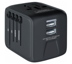 Slika 2 izdelka: Prio svetovni adapter 2,4A izhod 2x USB in vse svetovne vtičnice (EU Blister) črn