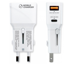 Slika izdelka: Prio svetovni adapter Quick Charge 20W izhod USB in Type C- Original (EU Blister) bel