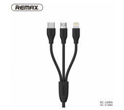 Slika izdelka: REMAX podatkovni kabel 3 v 1 - Lightning, Micro USB, Type C - črn