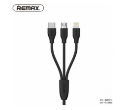 Slika 2 izdelka: REMAX podatkovni kabel 3 v 1 - Lightning, Micro USB, Type C - črn