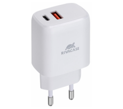 Slika izdelka: RIVACASE adapter PS4192 W00 hišni polnilec 220V Quick Charge 20W vhod USB A in Type C PD 3.0 - Original (EU Blister) bel