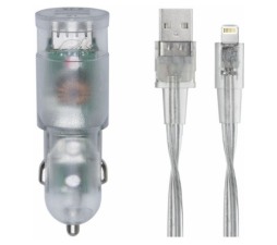 Slika izdelka: RIVACASE avtopolnilec VA4225 TD2 3,4A + podatkovno polnilni kabel Lightning Apple iPhone 13
