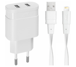 Slika izdelka: RIVACASE hišni polnilec PS4125 WD2 3,4A + podatkovno polnilni kabel Lightning Apple iPhone 13 - bel