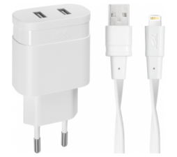 Slika 2 izdelka: RIVACASE hišni polnilec PS4125 WD2 3,4A + podatkovno polnilni kabel Lightning Apple iPhone 13 - bel