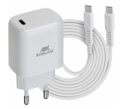 Slika 2 izdelka: RIVACASE hišni polnilec PS4191 WD4 Quick Charge 20W vhod Type C s kablom Type C - Original (EU Blister) bel