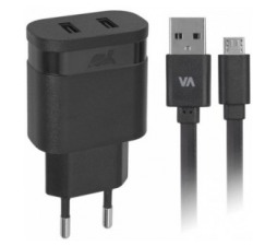 Slika 2 izdelka: RivaCase HIŠNI POLNILEC VA4122 2,4A + podatkovno polnilni kabel MicroUSB