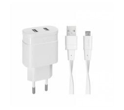 Slika izdelka: RivaCase HIŠNI POLNILEC VA4123 3,4A + podatkovno polnilni kabel MicroUSB - bel