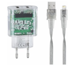 Slika izdelka: RivaCase HIŠNI POLNILEC VA4125 TD2 3,4A + podatkovno polnilni kabel Apple iPhone Lightning