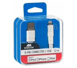 Slika izdelka: RivaCase podatkovni kabel VA6001 WT12 Lightning 1,2m za iPhone X, iPhone 7, iPhone 6, iPhone SE, iPhone 5