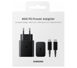 Slika 2 izdelka: Samsung hišni polnilec Super Fast Charge EP-TA4510XBE 45W + kabel EP-DN975BBE TYPE C črn - original