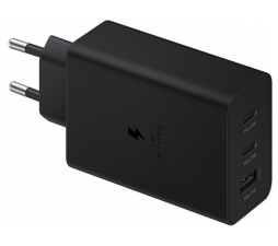 Slika izdelka: Samsung hišni Power adapter Trio EP-T6530NBE 65W vhod 1x USB A in 2x Type C - Original (EU Blister) črn