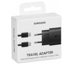 Slika izdelka: Samsung original hišni polnilec Type C (SUPER FAST CHARGING) adapter EP-TA800XBE 25W + kabel EP-DA705BBE TYPE C - črn - original