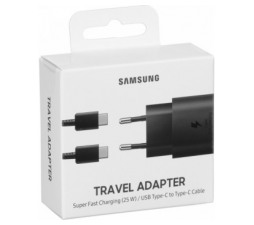 Slika 2 izdelka: Samsung original hišni polnilec Type C (SUPER FAST CHARGING) adapter EP-TA800XBE 25W + kabel EP-DA705BBE TYPE C - črn - original