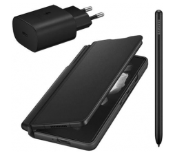 Slika izdelka: SAMSUNG original Note Package EF-OF93KKB za SAMSUNG Galaxy Z Fold 4 - črn ovitek, polnilec adapter TA800 25W, pisalo - črn