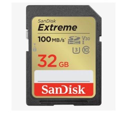 Slika izdelka: SDHC SANDISK 32GB EXTREME, 100/60MB/s, UHS-I, Speed Class 3 (U3), V30,C10