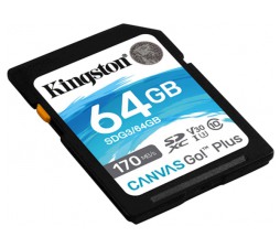 Slika izdelka: SDXC KINGSTON 64GB Canvas GO Plus, 170/70MB/s,  C10, UHS-I, U3, V30