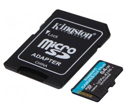 Slika izdelka: SDXC KINGSTON micro 64GB Canvas Go Plus, 170/70MB/s,  C10, UHS-I, U3, V30, A2, adapter