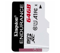 Slika izdelka: SDXC KINGSTON MICRO 64GB HIGH ENDURANCE - video snemanje, 95/30MB/s, UHS-I Speed Class 1 (U1)