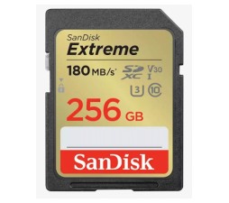 Slika izdelka: SDXC SANDISK 256GB EXTREME, 180/130MB/s, UHS-I, C10, U3, V30